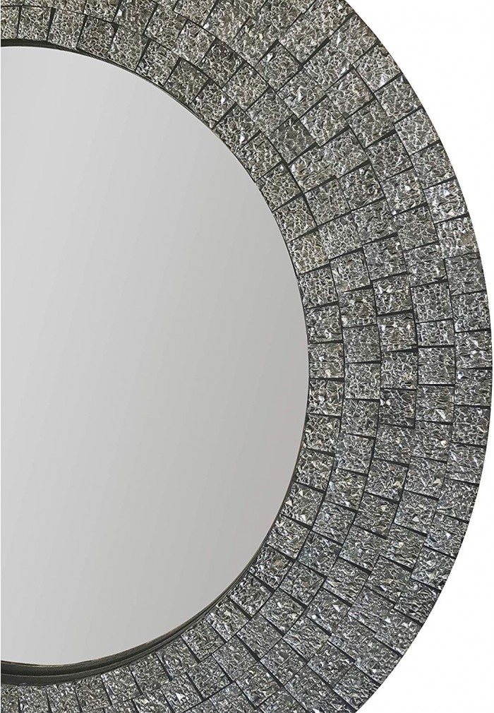Buy Glass Mosaic Wall Mirror Home Decor In Effervescent Silver