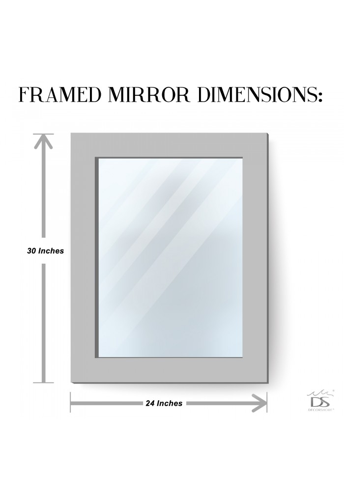 30 Inch Luxe Mosaic Glass Framed Wall Mirror, Decorative Rectangular Vanity  Mirror