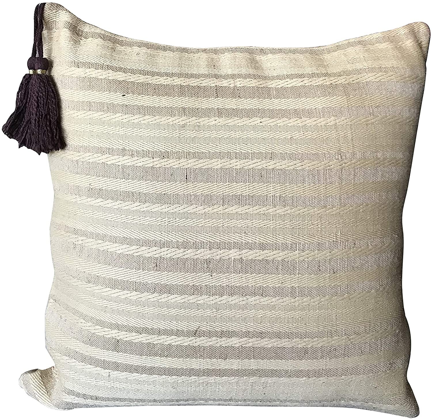 Throw Pillow Cover Tribal Boho Woven Pillowcase with Tassels Soft ...