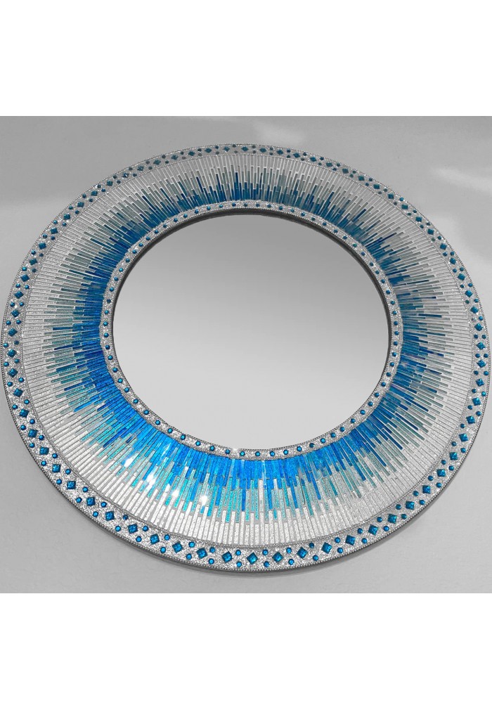 Buy Ocean Blue Decorative Mosaic Wall Mirror from DecorShore for wall art