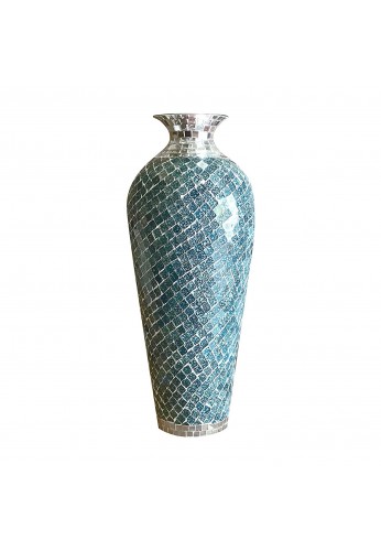 Buy Decorative Metal Floor Vase in Teal & Silver Color at DecorShore
