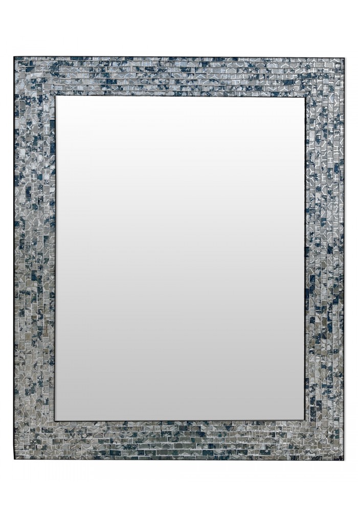 30 Inch Luxe Mosaic Glass Framed Wall Mirror, Decorative Rectangular Vanity  Mirror
