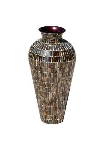 DecorShore 22" Iron Base Vase with Glass Mosaic Tiles Overlay- Golden Rainbow