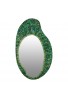 DecorShore 35x21" Oval Shape Iron Frame wall Mirror with Glass Mosaic Tiles- Multi Green
