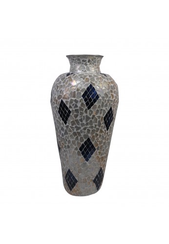 DecorShore 22" Iron Base Vase with Glass Mosaic Tiles Overlay- Multi Turquoise Blue
