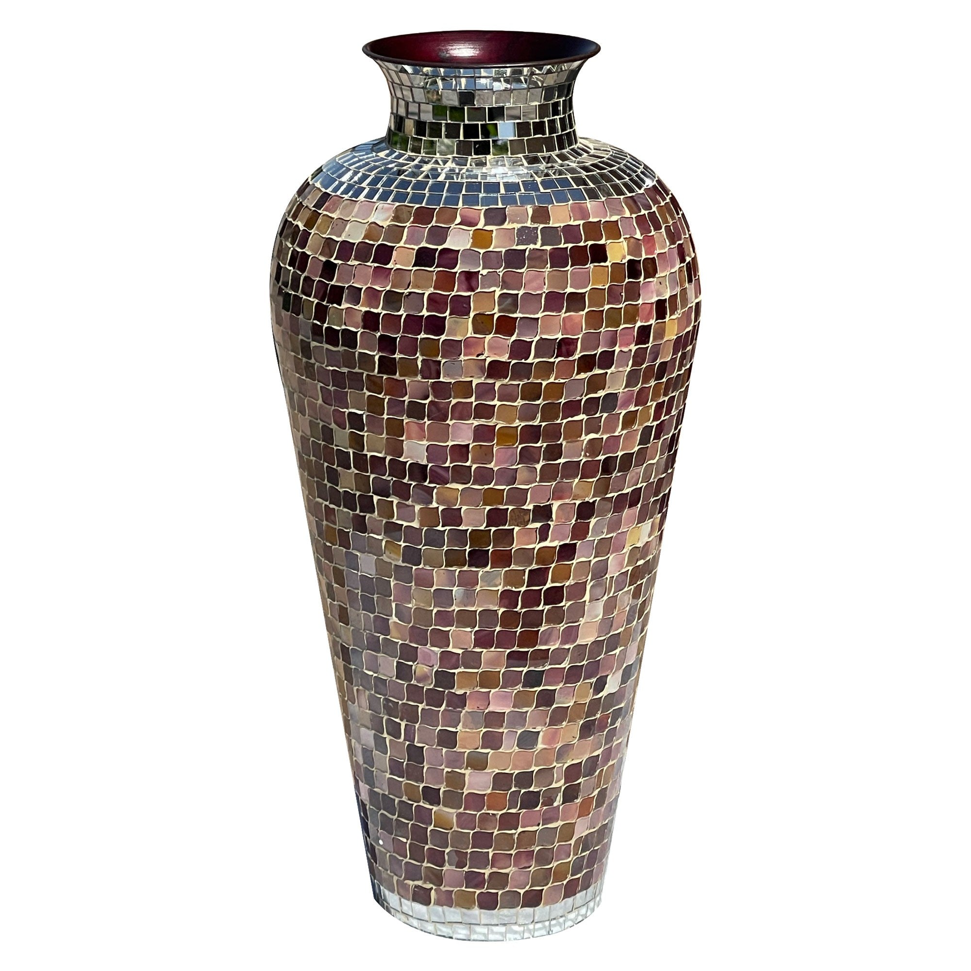 DecorShore 22" Tall Iron Base Decorative Mosaic Floor Vase With Glass Mosaic Tiles Overlay- Multi Beach