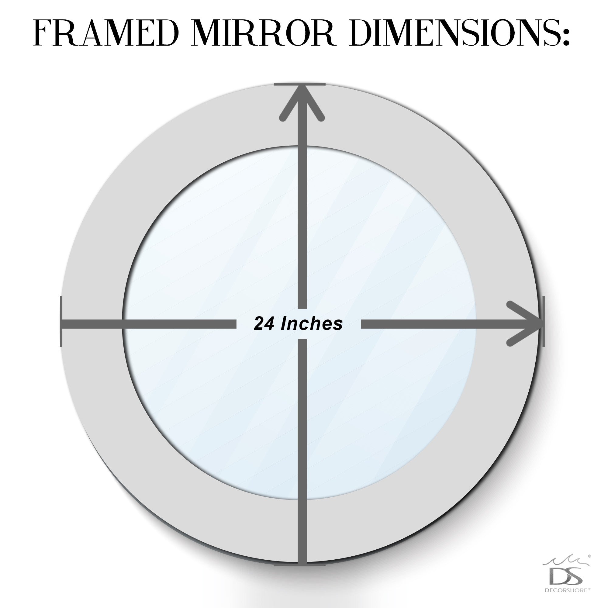 DecorShore 24 In. Handmade Ceramic Glass Mosaic Decorative Wall Mirror In Cool Gray and Silver Colors