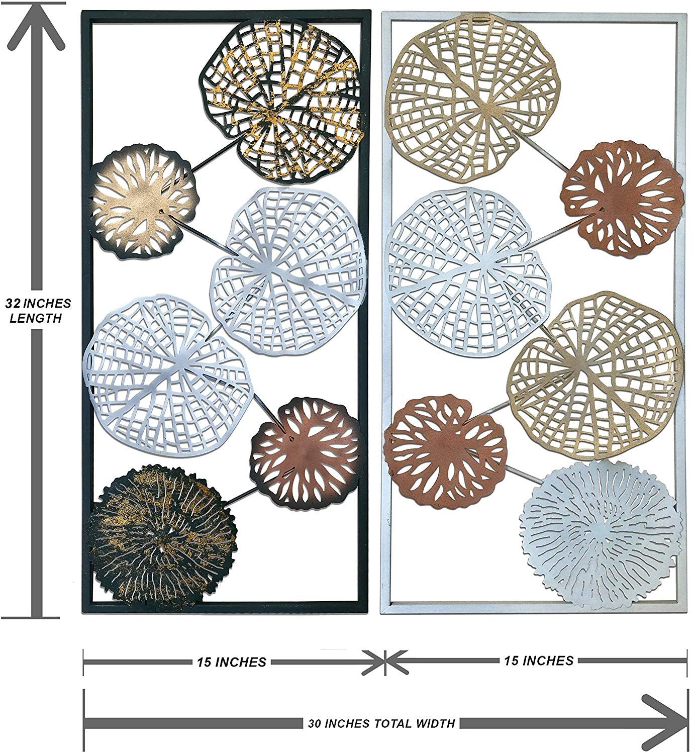 DecorShore Colorful Leaves Metal Wall Art Decorative Large Wall Decor Set Of 2