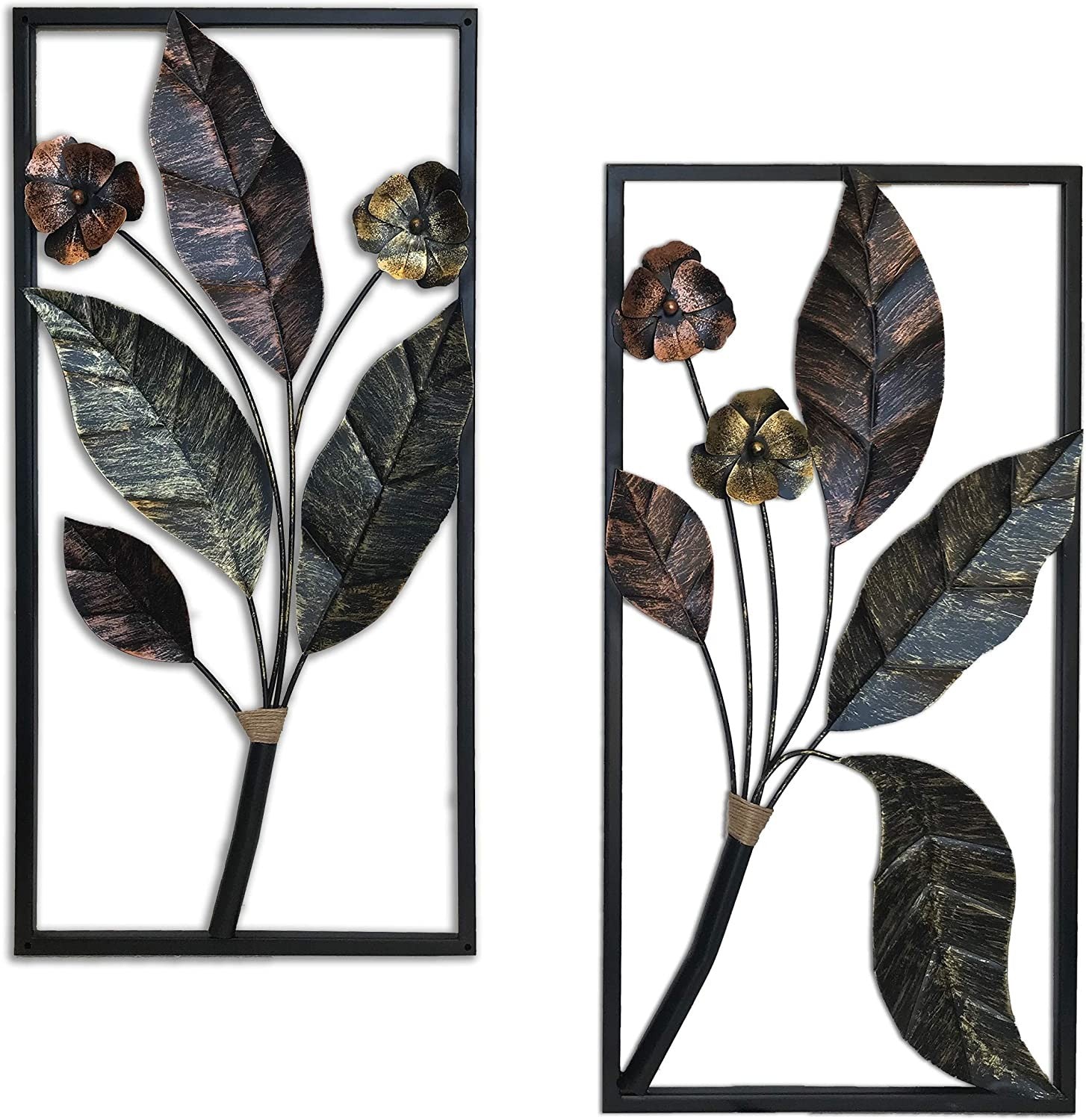 DecorShore 30" Inch Contemporary Floral Leaf Large Metal Decorative Wall Art For Wall Decor & Nature Decorations