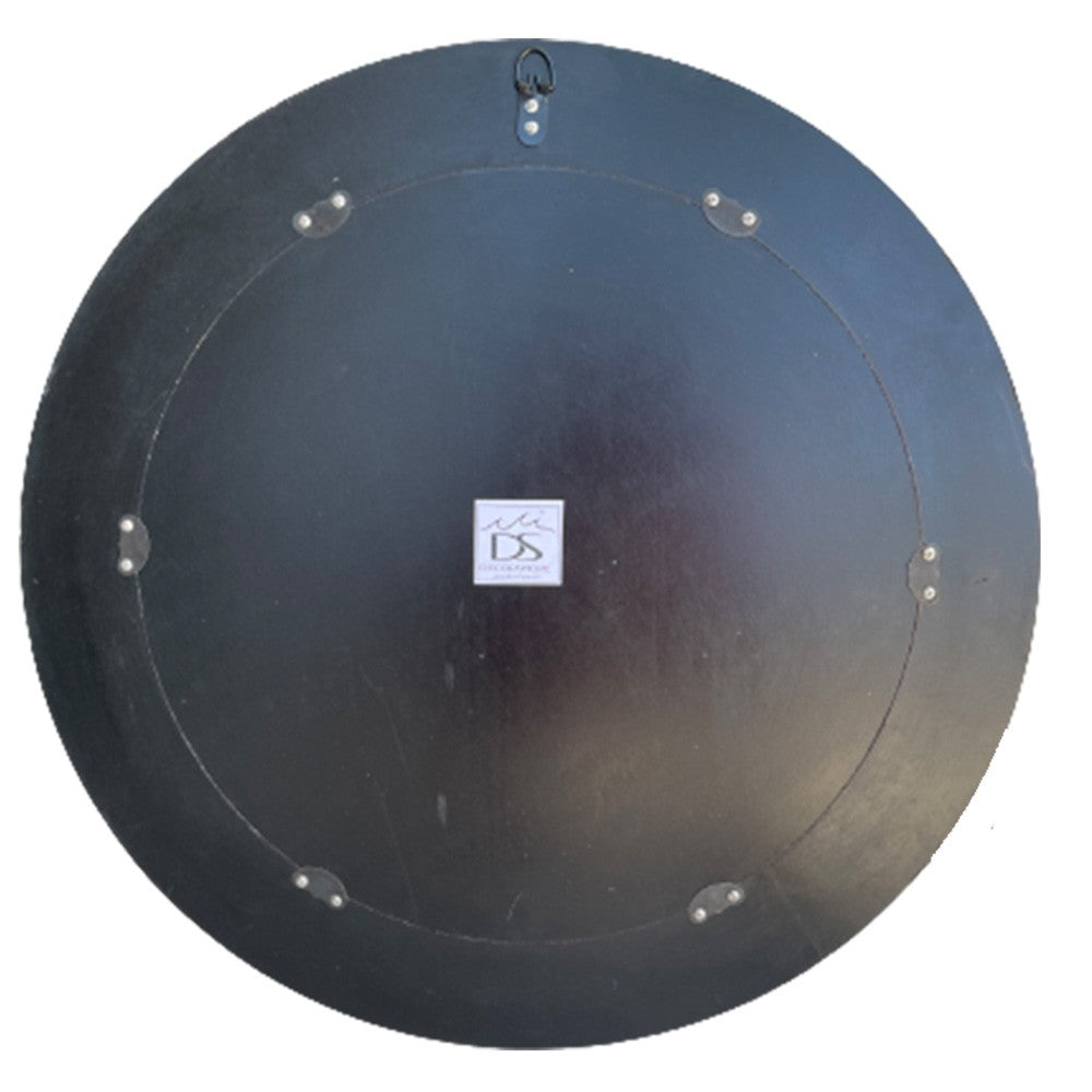 DecorShore 24" Black And Silver Metallic Round Traditional Glass Mosaic Framed Handmade Decorative Wall Mirror