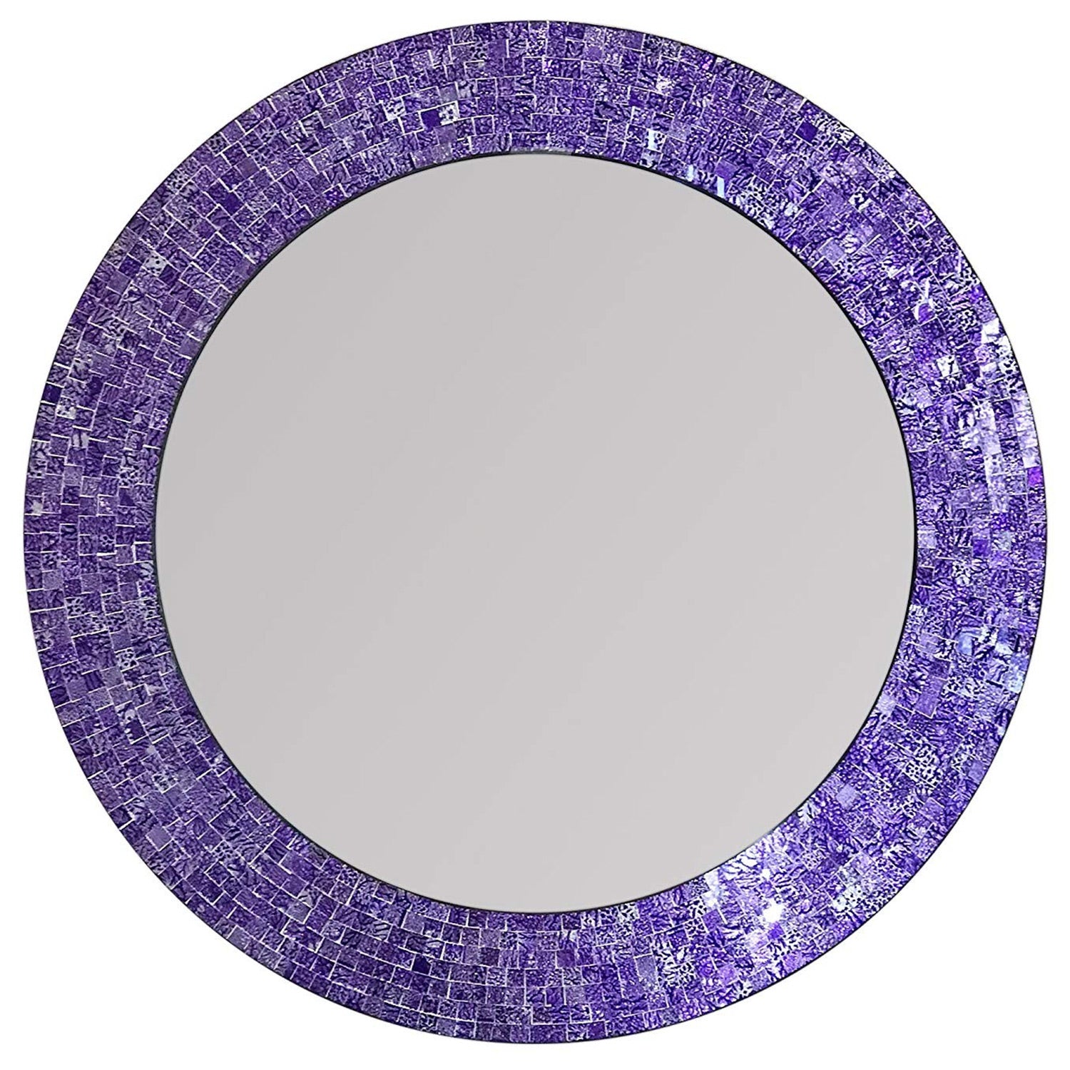 DecorShore 24" Handmade Glass Mosaic Wall Mirror In Ultra Violet - Purple Decorative Wall Mirror (Ultra Violet)