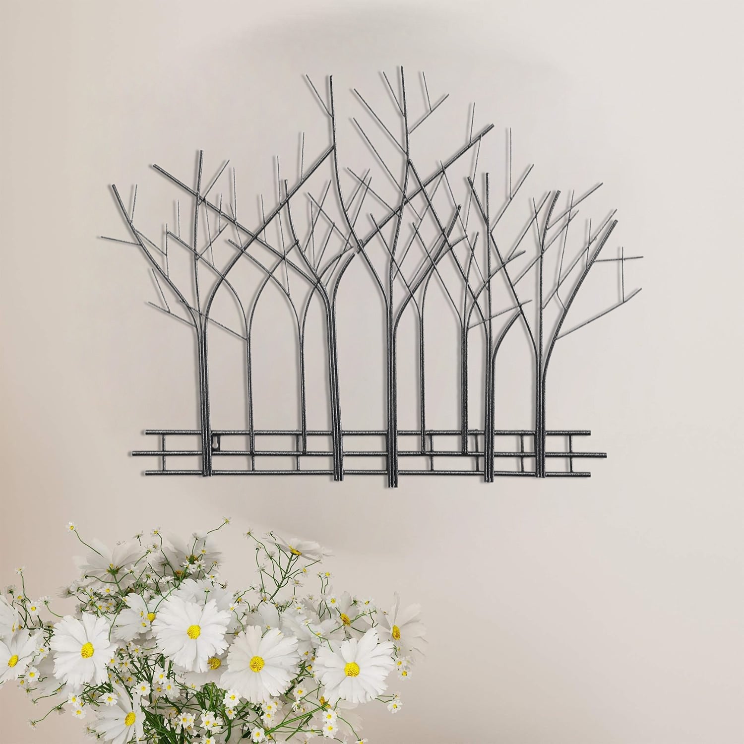 DecorShore Winter Trees Perspective Wall Sculpture, Contemporary Metal Wall Art, Artisan Handcrafted Wire Sculpture