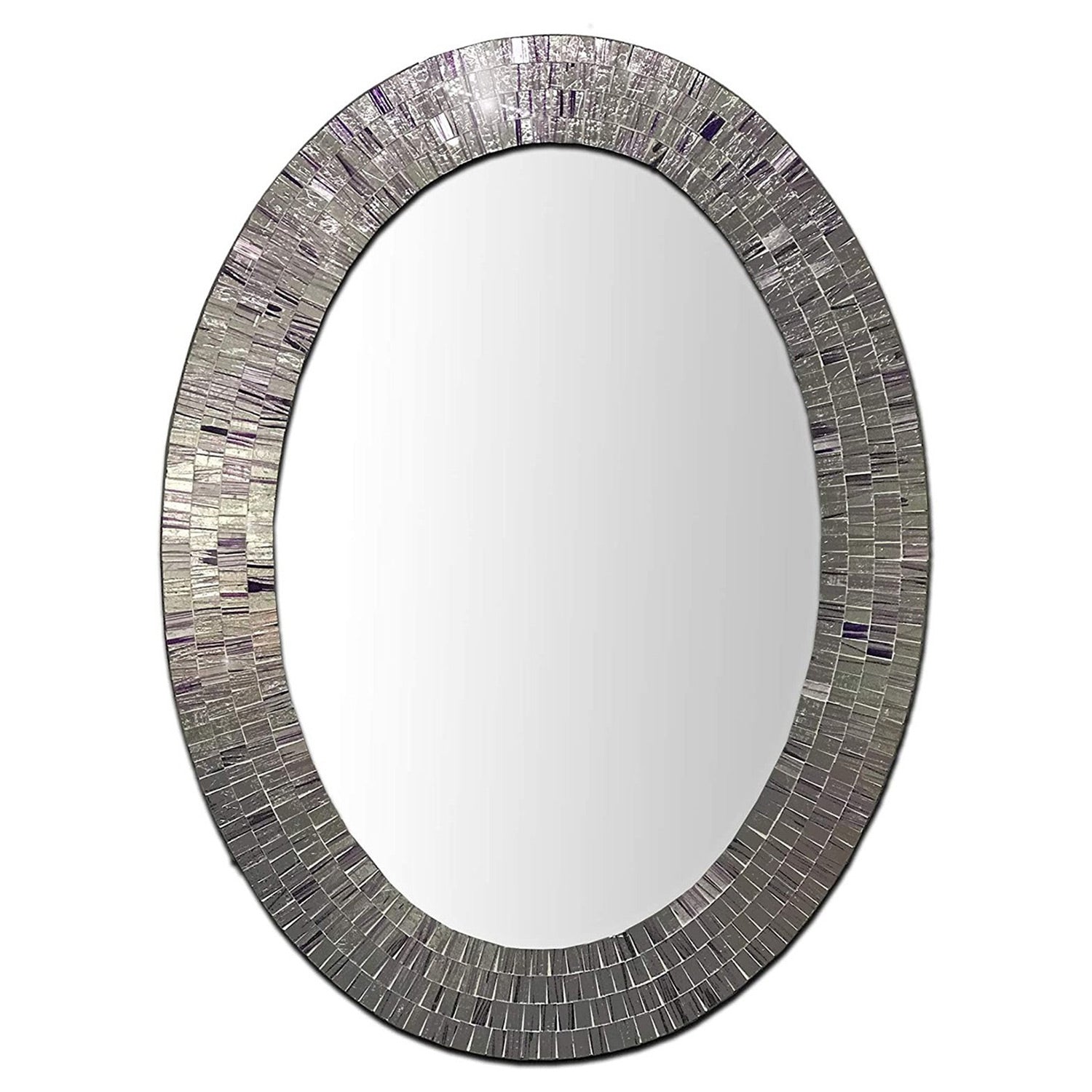 Bohemian Rhapsody Wall Mirror -Purple Rain - Glass Mosaic Decorative Wall Mirror, Silver Violet 32.5 X 24.5 In