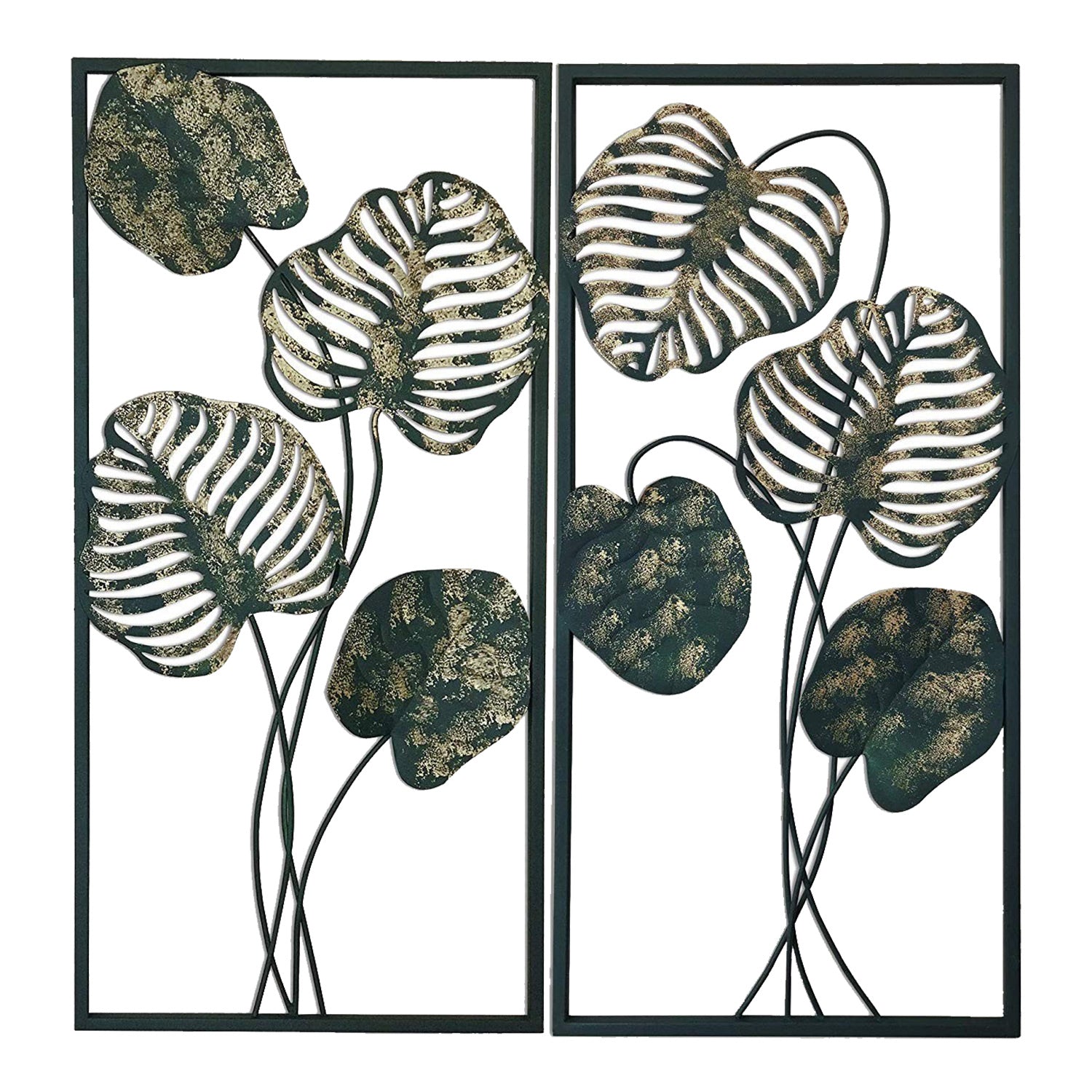 DecorShore Leaves Nature Metal Decorative Wall Art Set Of 2