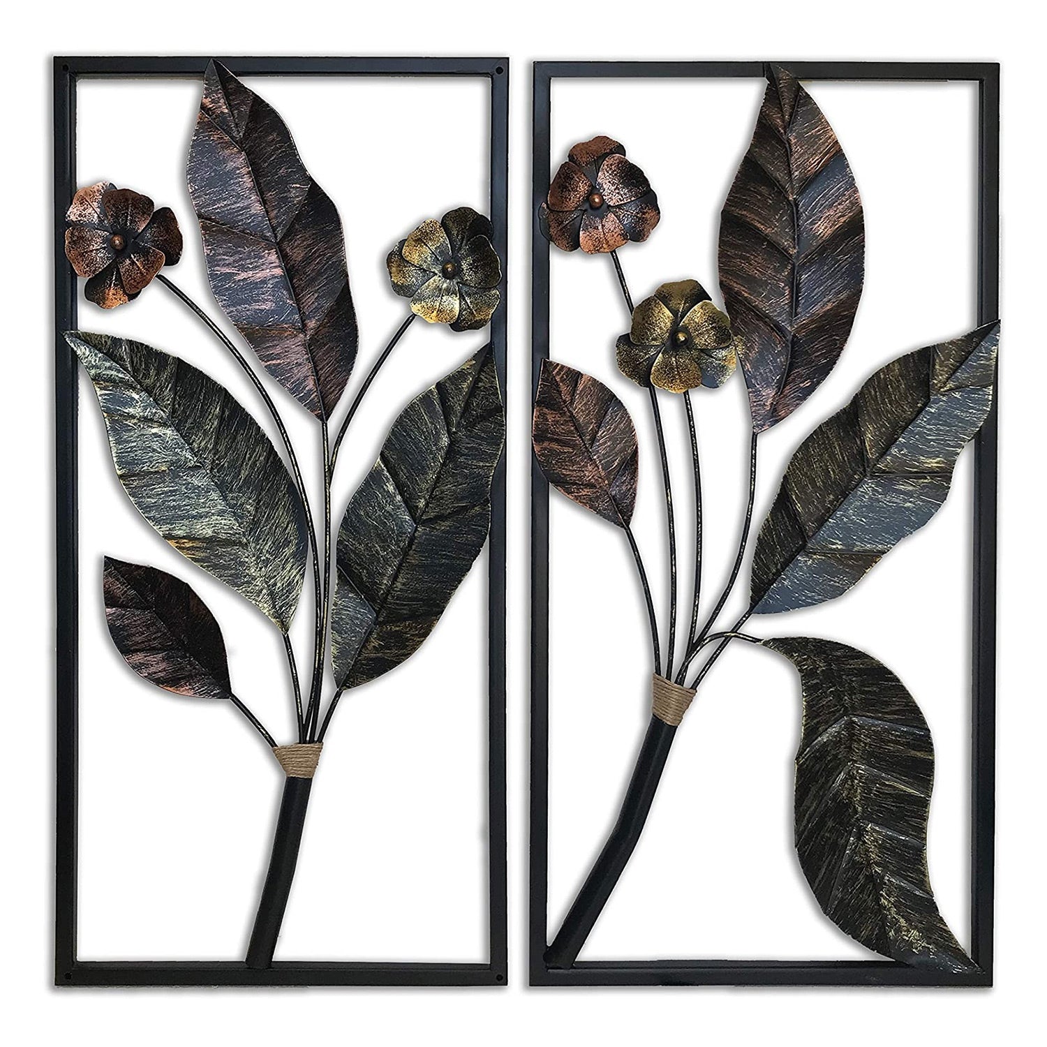 DecorShore 30" Inch Contemporary Floral Leaf Large Metal Decorative Wall Art For Wall Decor & Nature Decorations