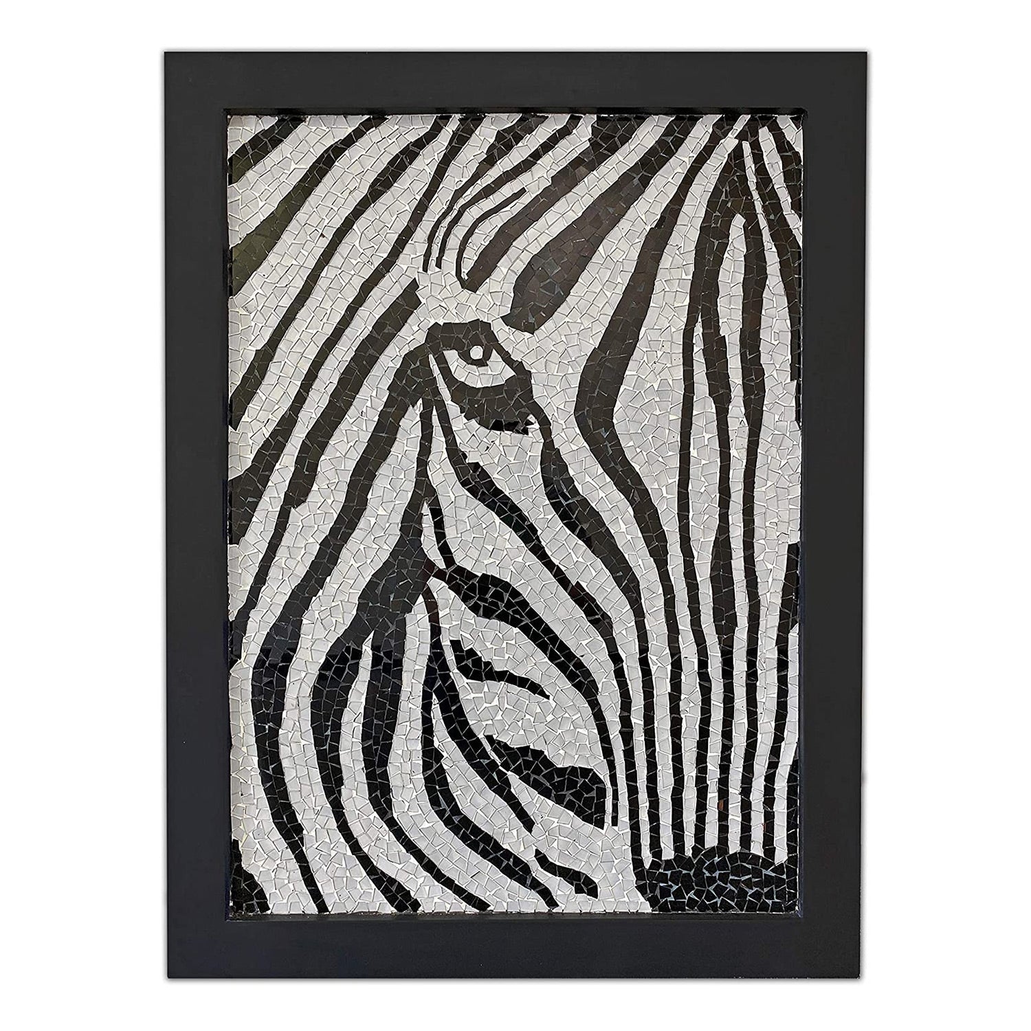 32 Inch Mosaic Wall Art, Framed Artwork Zebra Print Home Decor Glass Mosaic Decorative Wall Art For Living Room