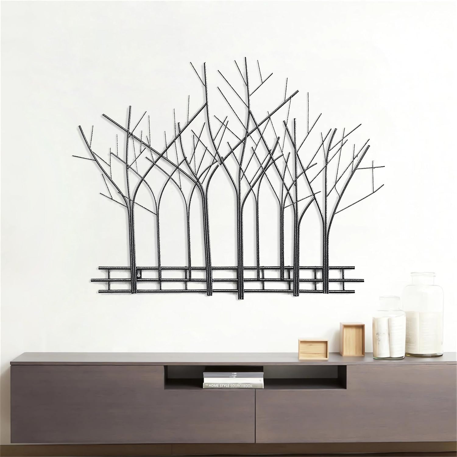 DecorShore Winter Trees Perspective Wall Sculpture, Contemporary Metal Wall Art, Artisan Handcrafted Wire Sculpture