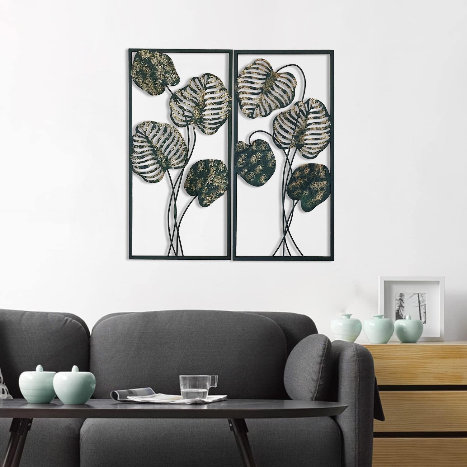 DecorShore Leaves Nature Metal Decorative Wall Art Set Of 2