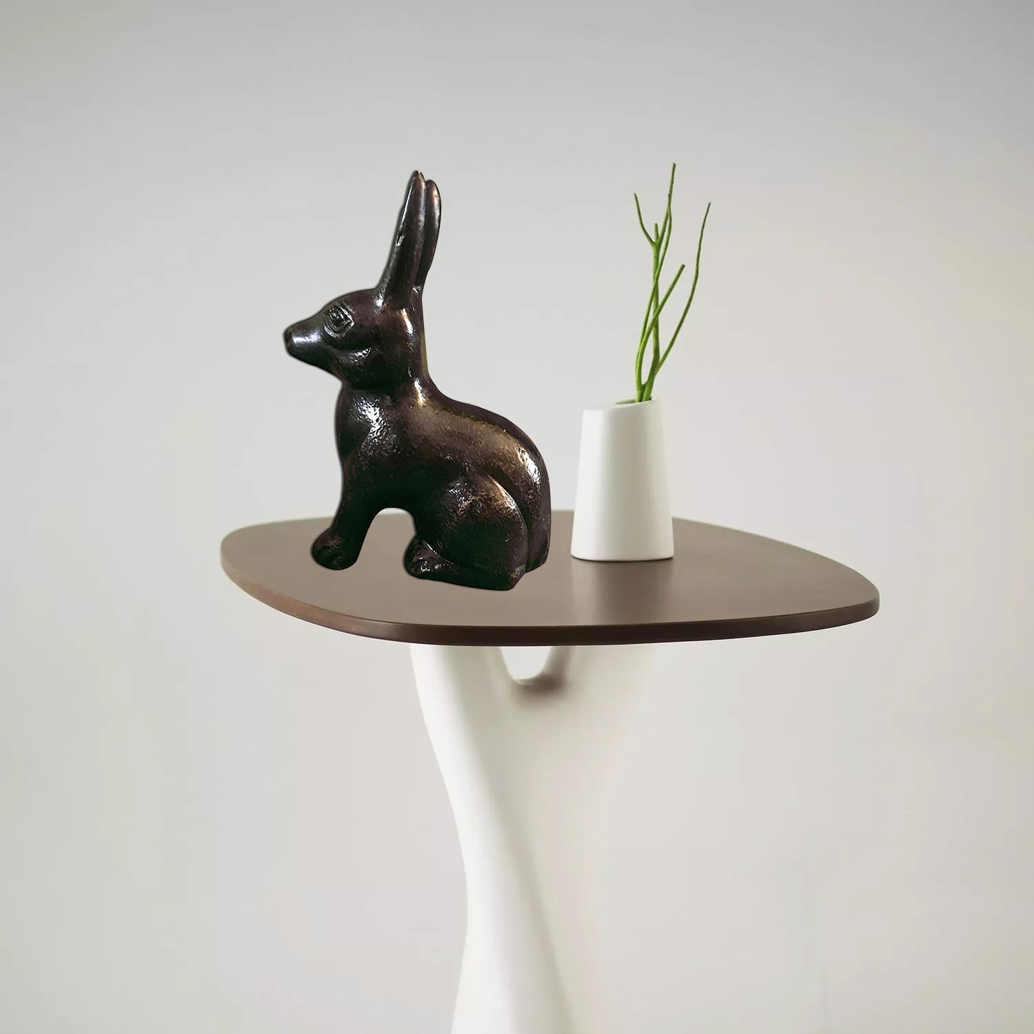 Hare / Jack Rabbit Metal Statuette, Handcrafted Decorative Animal Sculpture, Aluminum Decorative Statue (Bronze)