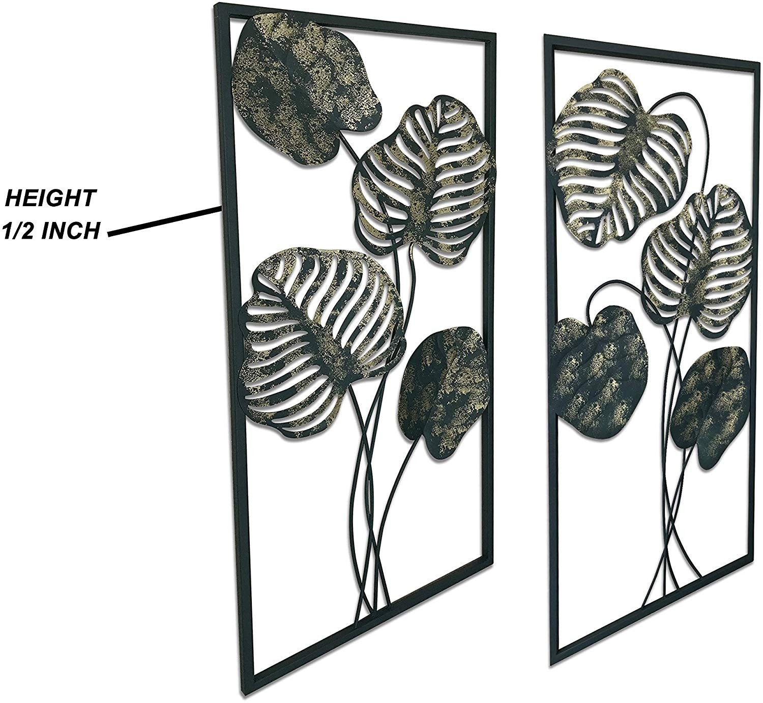 DecorShore Leaves Nature Metal Decorative Wall Art Set Of 2